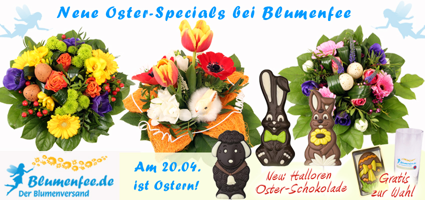 Blumenfee Oster-Specials mit leckerer Halloren Oster Schokolade online verschicken