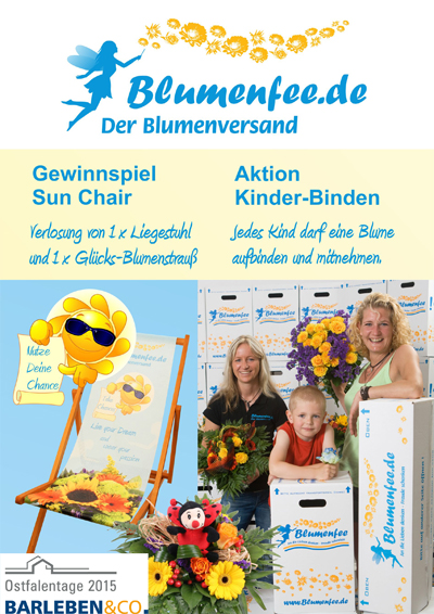 Blumenfee Live erleben - Messe Aktion Kinder binden und Gewinnspiel Sun Chair